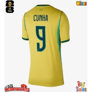 Brazil Matheus Cunha #9 Replica Home Stadium Shirt for Women World Cup 2026 Short Sleeve